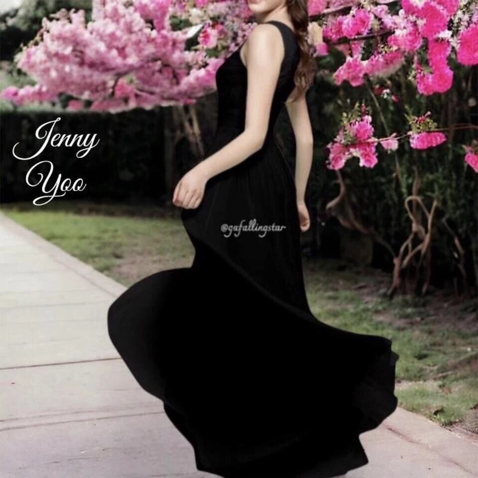 BHLDN Jenny Yoo Open Back Chiffon Bridesmaid Gown Size 10 - Image 3 of 4