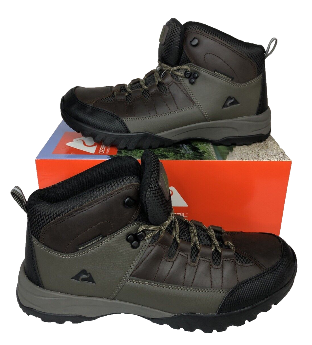 Ozark Trail Men's Meadows Waterproof Brown Leather Hiking Work