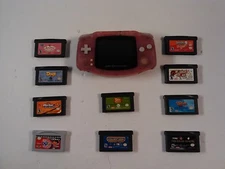 NINTENDO - GAME BOY ADVANCE -CLEAR PINK + 10 GAMES = Girlz