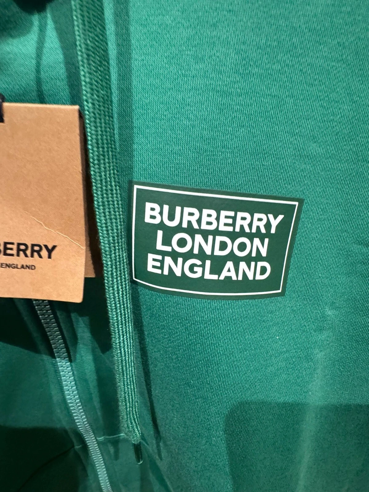 Burberry Green Hoodie S new with labels cotton Monogramma more size available