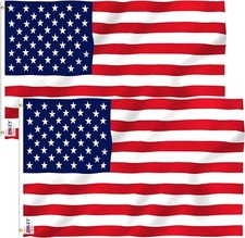Anley Pack of 2 Fly Breeze 3x5 Foot American US Polyester Flag - USA Flags