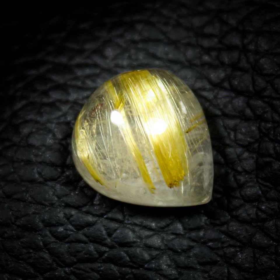 Natural Golden Rutilated Quartz Cabochon 10.00 Carats Pear Shape 15x15x5 mm - Image 2 of 4