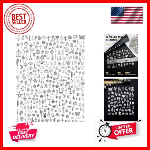300 PCS Wholesale Bulk Lots Jewelry Making Charms Mixed Smooth Tibetan Silver...
