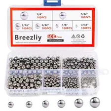 Breezliy 600 Piece 6 Sizes Assorted Loose Bicycle Bearing Balls 1/4 7/32 3/16