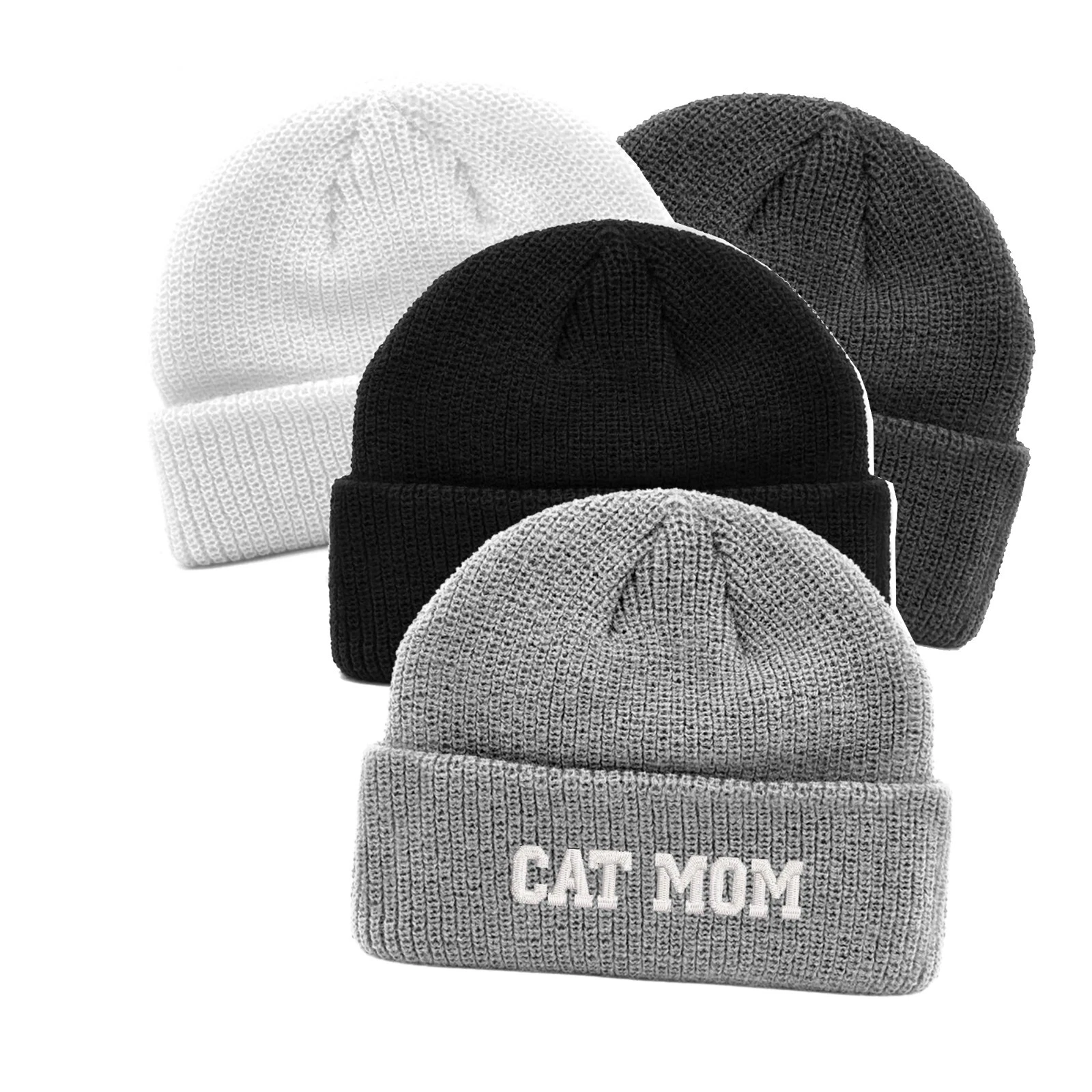 CAT MOM embroidered dock docker beanie hat, dock docker beanie