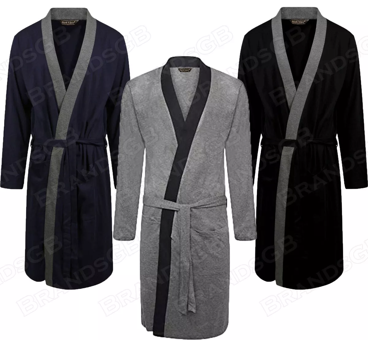 Mens Summer Jersey Kimono Robe Dressing Gown Plain 100% Recycled Yarn M L  XL XXL | eBay