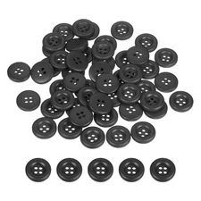 50pcs Sewing Button 18mm 4 Holes Resin Round Crafting Buttons, Black