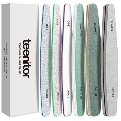 Nail File Buffer Set 6 pcs with Grits for Natural & Acrylic Nails, Shine Kit