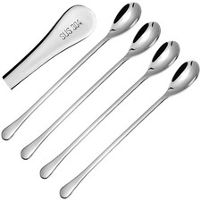 Ice Tea Spoon,304 Stainless Steel Long Coffee Spoons for Coffee Bar,8-Inch Lo...