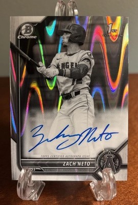 2022 Zach Neto Bowman Chrome Draft Black White Raywave Refactor Auto RC Rookie