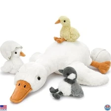 Tezituor 23.6" Large Goose Plush Stuffed Animal with Babies & Eggs, Soft Toy