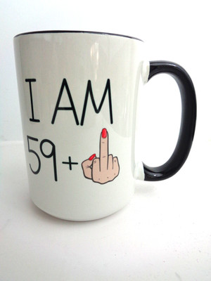 I AM 59 + Middle Finger with Painted Nails Cup Mug by Orca 16 FL OZ
