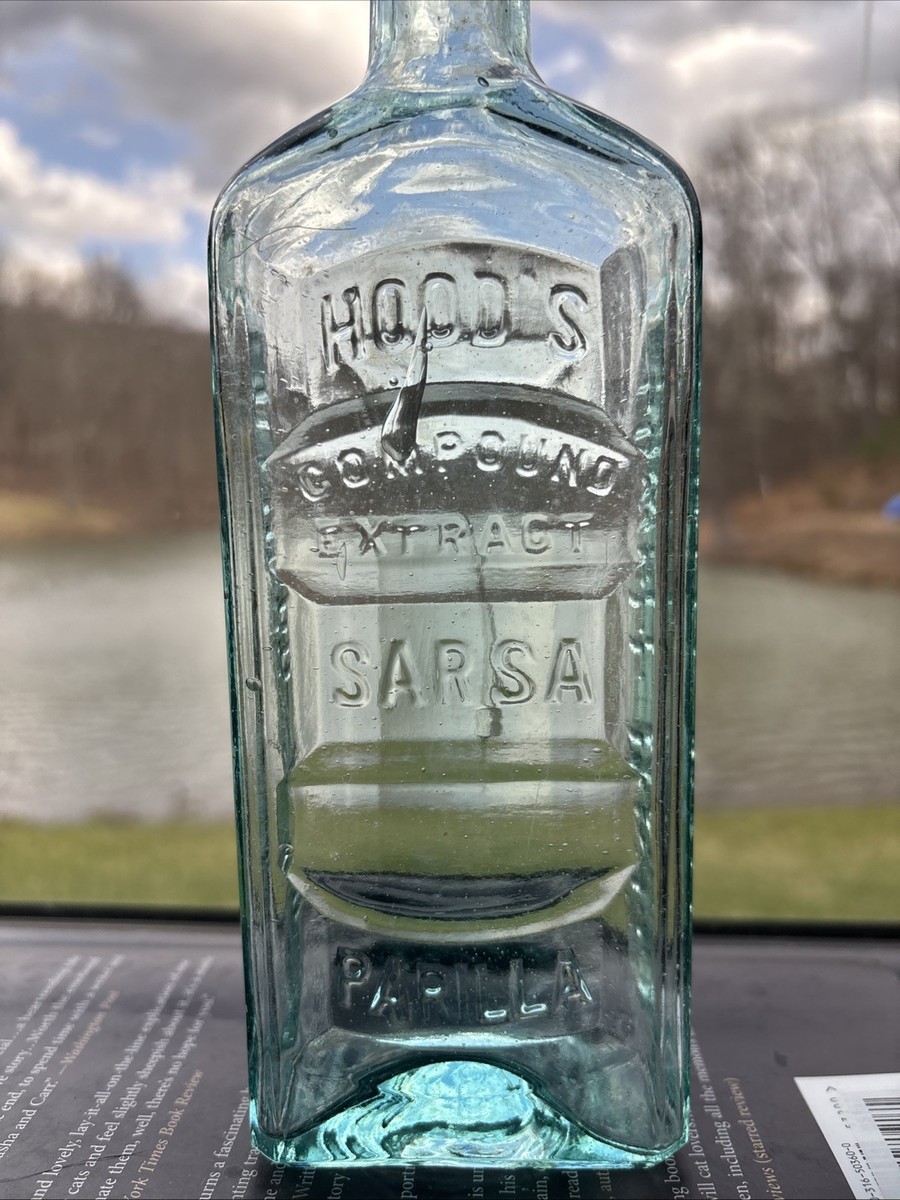 Antique Hood's Sarsa Parilla Embossed Apothecaries Medicine Bottle