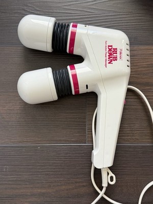 Pollenex Rub Down Twin Action Power Massager, 2 Heads, Multispeed, White/Pink