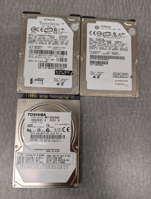 Lot of 3 2.5'' Hard Disk Drives SATA IDE 60GB 80GB 120GB Hitachi Toshiba