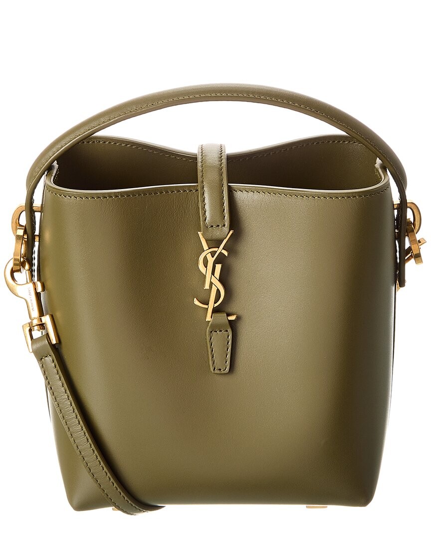 Saint Laurent Le 37 Mini Borsa a Secchiello in Pelle Donna Verde