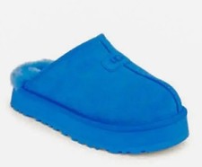 UGG Discoquette Slide Slipper Blue suede wool platform Sz 6 US 37 EU
