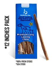 12" Inch Bully Sticks 100% Natural Beef Dog Chews Treats Premium USA Sourced
