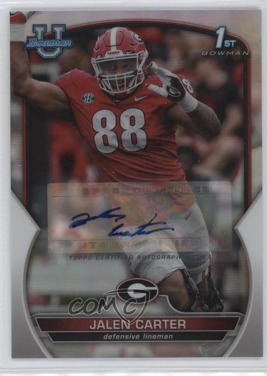 2022 Bowman U Chrome Prospect Refractor 419/499 Jalen Carter #37 Auto 14ij