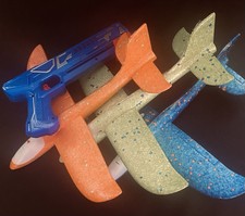 3 Pack Led Light Airplane/Flying Toys, 12  L gun Throwing Foam Plane/Gliders,