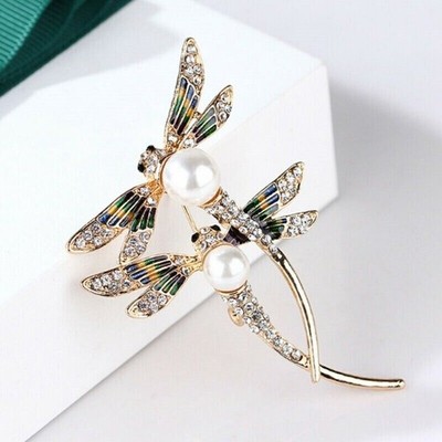 Brooch Pin Custome Jewelry Crystal Enamel Women Fashion Dragonfly Cute Animal