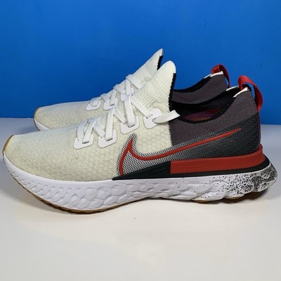 Nike React Infinity Run Flyknit Mens Size 9 US White/Red/Black Gum Sneakers