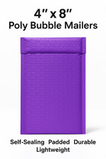 Purple 000 4x8 Poly Bubble Mailers Self Seal Padded Shipping Envelopes