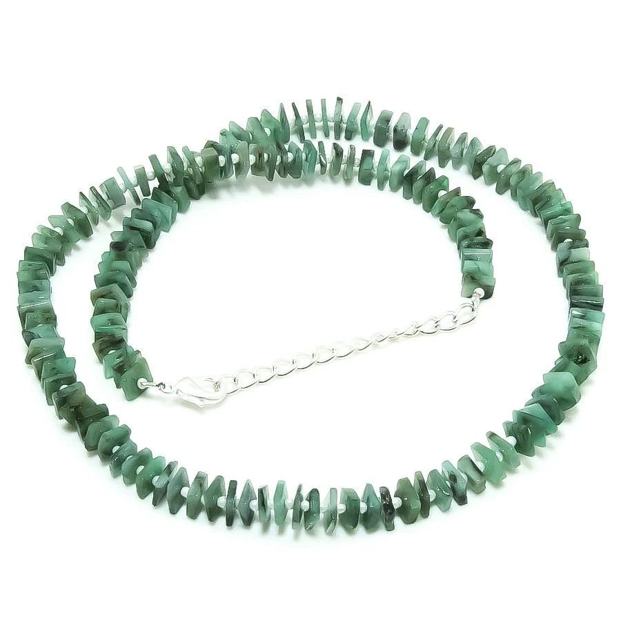 Collar Hecho a Mano Piedra Esmeralda Plata de Ley 925 Hermana Nuevo Con Cuentas Compromiso Foto 3 de 4