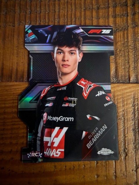 2025 Topps Chrome F1 #Logo-21 Oliver Bearman 75th Anniversary Logo Die Cut