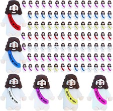 100 Pcs Little Jesus Figures Mini Rubber Jesus Toys Jesus Love You Mix 6 Color