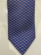 Tommy Hilfiger Men's Silk Tie Fishes And Polka Dots Blue And Pink EUC
