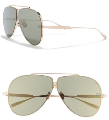 Valentino VLS-100B 64mm Womens / Mens Oversized Aviator Sunglasses Gold / Green