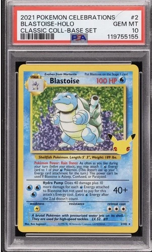 PSA 10 Blastoise Celebrations 2/82 Classic Collection Promo Pokemon TCG #2