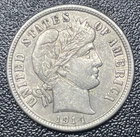1914 D Barber Silver Dime 10c XF/AU Details Scratched