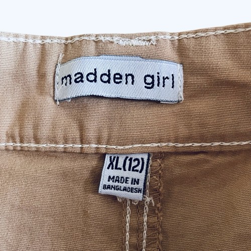 NWT Madden Girl Girl's Cargo Shorts Tan Front Pockets Zip Up Stretch XL (12) $36 - Picture 16 of 17