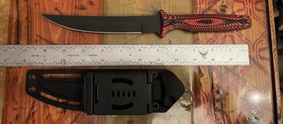 Ronin Torii Fixed Blade SBBL4BKRD Red & Black G10 D2 Steel Knife