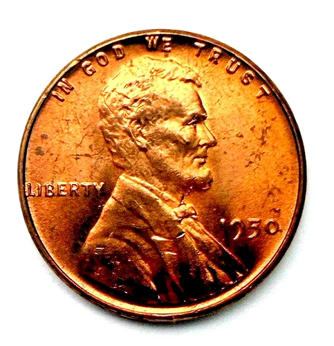 1950-P RED RED GEM BU Lincoln Wheat Cent ~Choice GEM Luster ~Nice! ~ F66