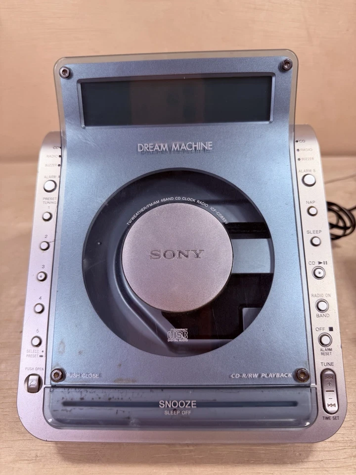 Sony Dream Machine ICF CD855V CD Clock Radio Player Retro Tested Works Great - Image 4 of 4