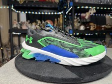 Under Armour Scramjet Boys Running Shoes 7Y Black Green Blue Lace Up