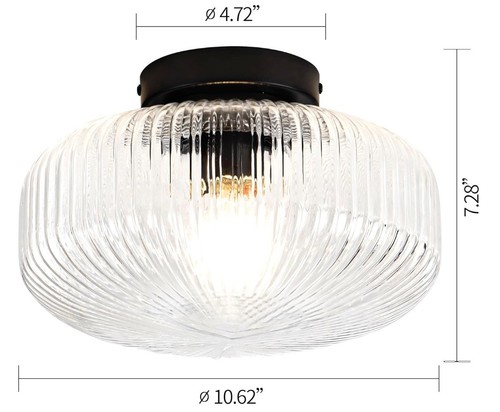 Ceiling Light Fixture with Clear Glass Shade - Picture 2 of 6