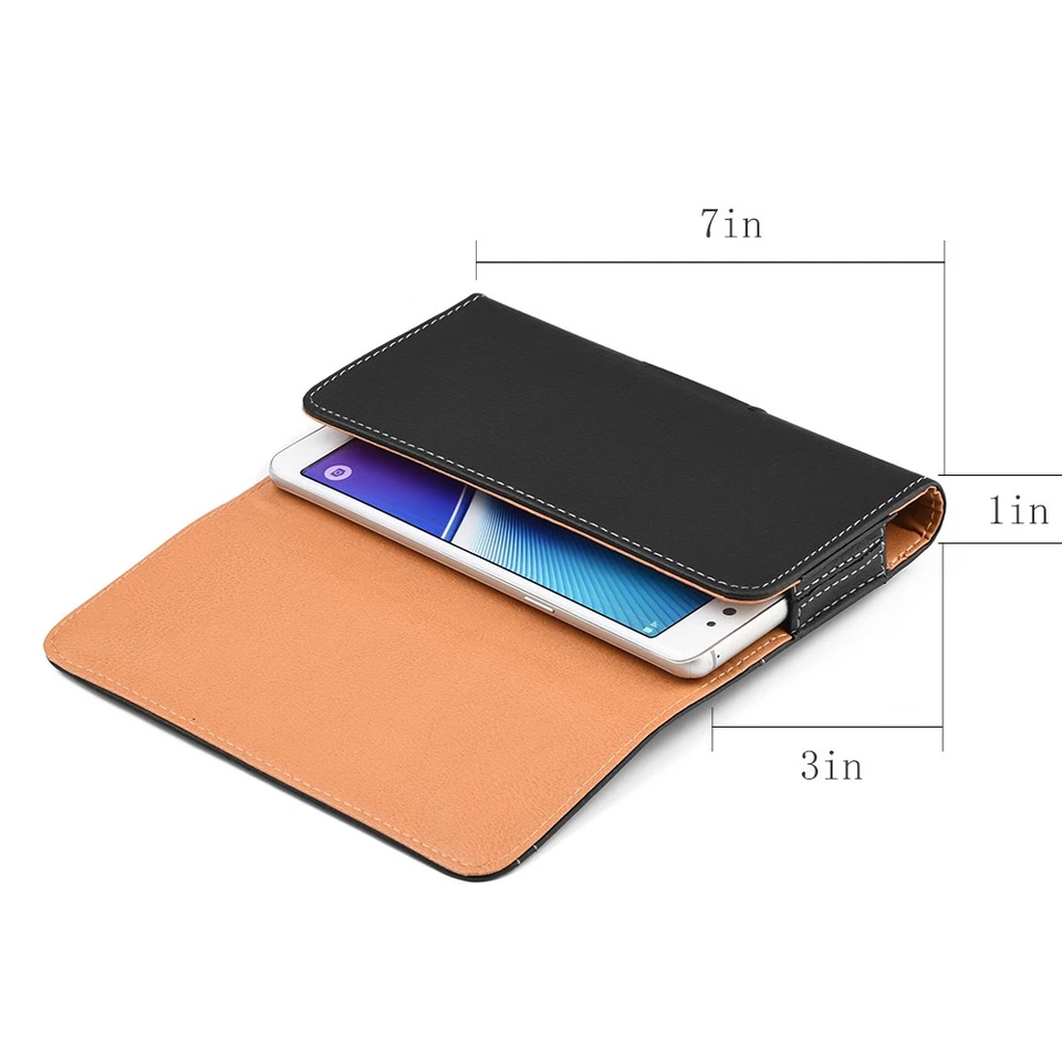 Universal Horizontal Leather Pouch Holster Case Clip for iPhone Samsung Size 7" - Image 4 of 4