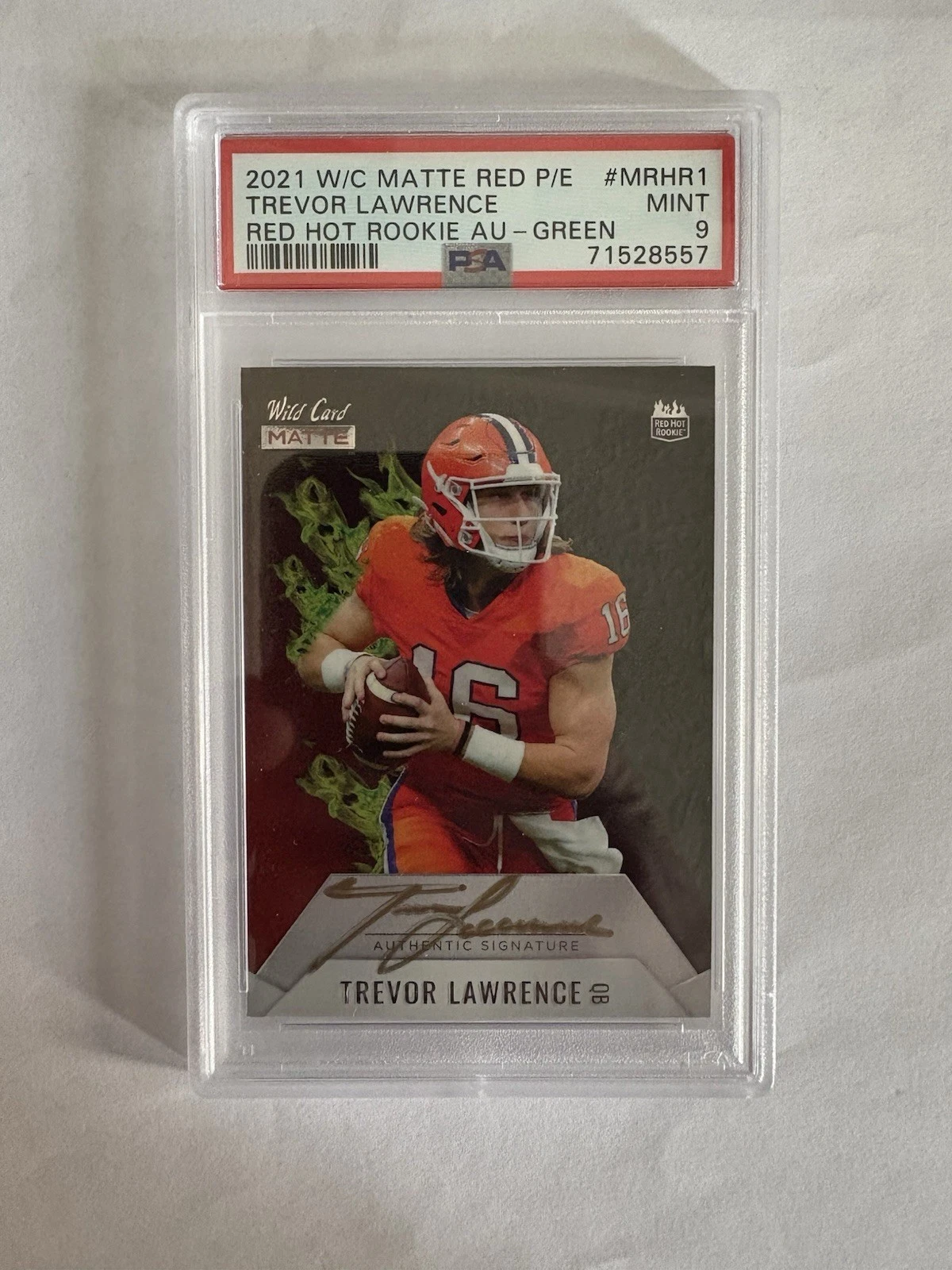 Trevor Lawrence Wild Card Matte Red Premier Edition Red Hot Rookie Autographs #MRHR1 Green