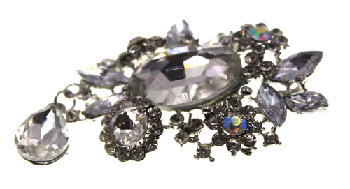 Großer Strass Vintage Nachlass Brosche Pin klar - Bild 5 von 5