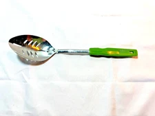 Vintage Slotted Serving Slotted Spoon with Green Handle