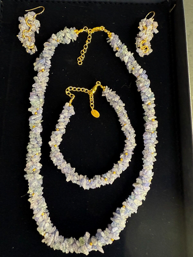 Stauer Tanzanite Rarity Collection Stone Necklace, Bracelet & Earrings W/ Box 18