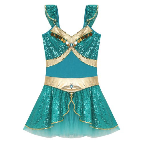 Damen Arabische Kostüm Prinzessin Kleid Metallisch Uniform Strasssteinen Rock - Bild 14 von 42