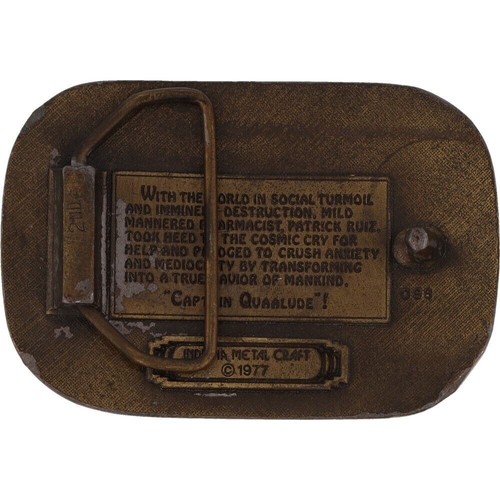 Rare 77 Capt Quaalude 714 Drugs Ludes Hippie Disco Boho 70s Vintage Belt Buckle - Picture 2 of 5