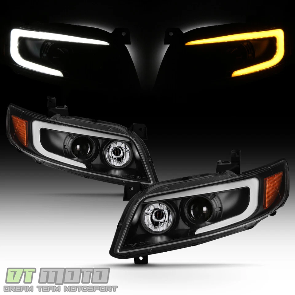 Black 2003-2008 FX35 FX45 LED DRL Tube Switchback Signal Headlights Headlamps - Image 2 of 4