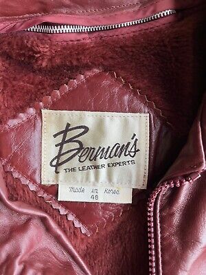 Vintage Berman's Leather Bomber Jacket Men's Size 46 Fur Vintage Berman's Leather Bomber Jacket Men's Size 46 Fur