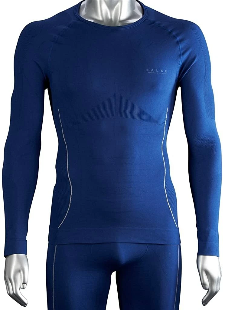 Falke Blue Long sleeve Mens Ski Winter Thermals base layer shirt winter top